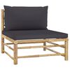 vidaXL 8-tlg. Garten-Lounge-Set mit Dunkelgrauen Kissen Bambus