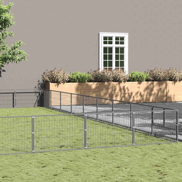 vidaXL Hundezwinger Silbern 81 m&sup2; Stahl