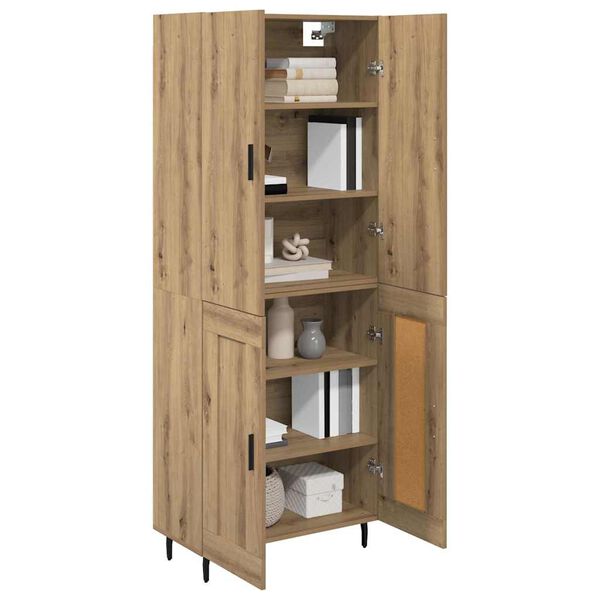 vidaXL Highboard 2 pcs Artisan-Eiche Engineered Wood und Glas