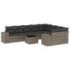 vidaXL 10-tlg. Garten-Sofagarnitur mit Kissen Grau Poly Rattan