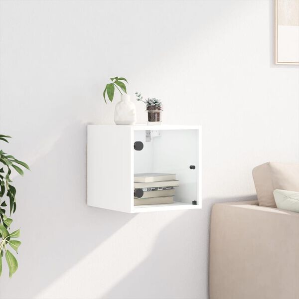 vidaXL Nachttisch mit Glast&uuml;r Wei&szlig; 35x37x35 cm