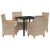 vidaXL Garten Essgruppe 5 Stk. Beige Poly-Rattan