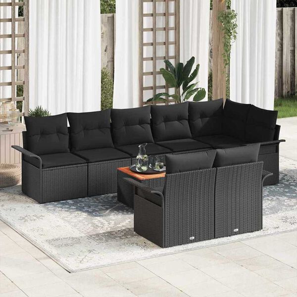 vidaXL Gartensofa-set mit Speicher 9 pcs Schwarz Poly-Rattan
