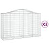 vidaXL Gabionen mit Hochbogen 3 Stk. 200x50x120/140cm Verzinktes Eisen