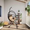 vidaXL H&auml;ngesessel Ei-Design mit St&auml;nder Taupe Rattan und Stahl