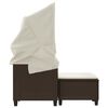 vidaXL Gartensofa 2-Sitzer mit Dach und Hockern Braun Poly Rattan