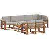 vidaXL Outdoor-Sofagarnitur mit Kissen 9 pcs Nat&uuml;rlich und Hellgrau