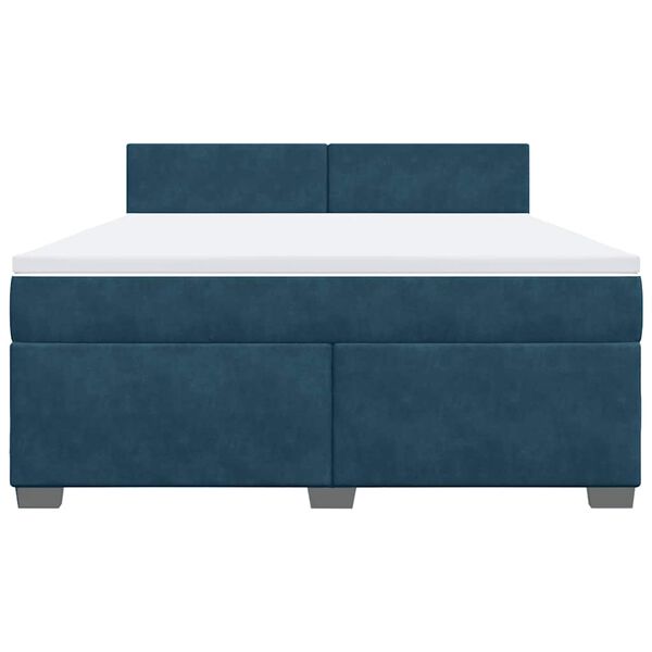 vidaXL Boxspringbett mit Matratze Blau 180x200 cm Samt