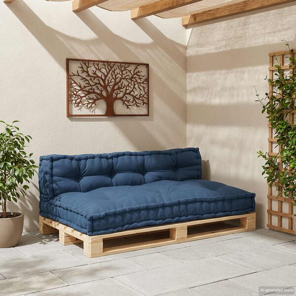 vidaXL Pallet Sofa Kissen 2 pcs Indigo 120 x 80 x 38 cm Stoff