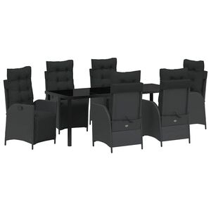 vidaXL Garten Essgruppe mit Kissen 7 pcs Schwarz Poly-Rattan