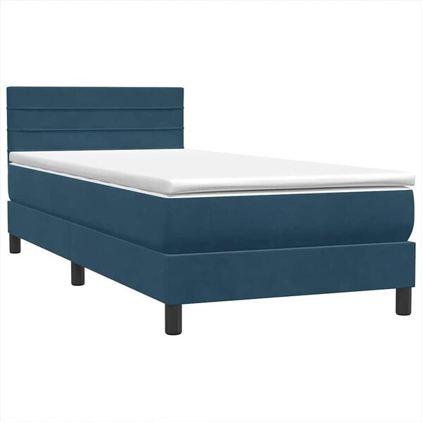 vidaXL Boxspringbett mit Matratze Dunkelblau 80x220 cm Samt