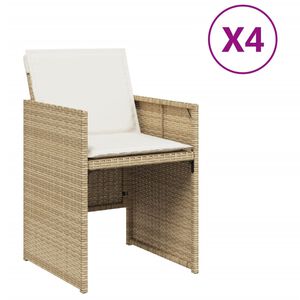 vidaXL Gartenst&uuml;hle mit Kissen 4 Stk. Beige Poly Rattan