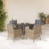 vidaXL 5-tlg. Garten-Essgruppe mit Kissen Beige Poly Rattan