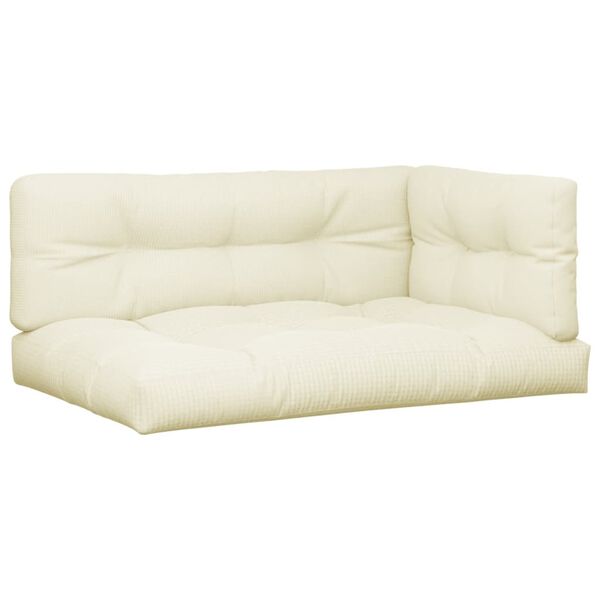 vidaXL Palettenkissen 3-tlg. Creme Stoff