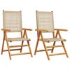 vidaXL Gartenst&uuml;hle 2 Stk. Beige Massivholz Akazie und Poly Rattan