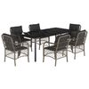 vidaXL 7-tlg. Garten-Essgruppe mit Kissen Grau Poly Rattan