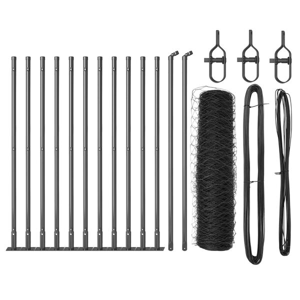 vidaXL Zaunpfosten Grau 25 x 0,4 m (50 mm Mesh) Stahl und PVC