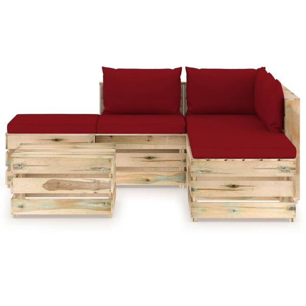 vidaXL 6-tlg. Garten-Lounge-Set mit Kissen Gr&uuml;n Impr&auml;gniertes Holz