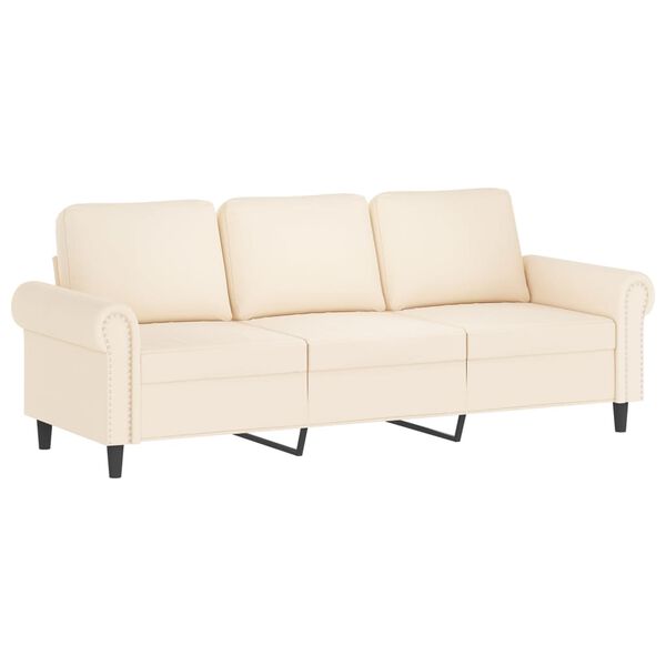 vidaXL 3-Sitzer-Sofa mit Kissen Creme 180 cm Samt