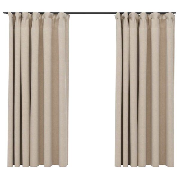 vidaXL Verdunkelungsvorh&auml;nge 2 Stk. Haken Leinenoptik Beige 140x175 cm