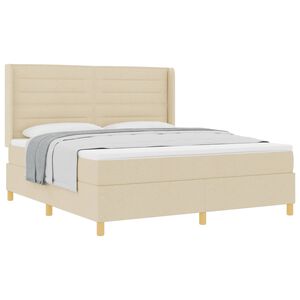 vidaXL Boxspringbett mit Matratze Creme 180 x 200 cm Stoff