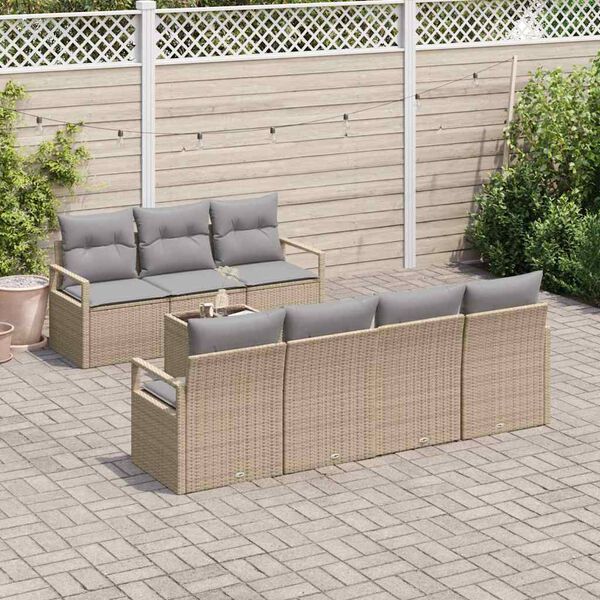 vidaXL Garten-Sofa-Set mit Kissen 8 pcs Beige, Grau 55 x 55 x 37 cm