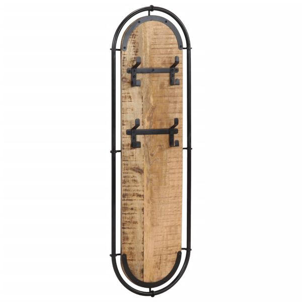 vidaXL Wandgarderoben mit 4 Haken 2 Stk. Raues Mangoholz