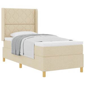 vidaXL Boxspringbett mit Matratze Creme 100 x 200 cm Stoff
