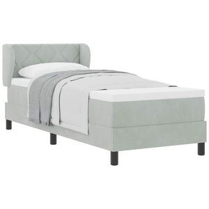 vidaXL Boxspringbett mit Matratze Hellgrau 80 x 200 cm Samt