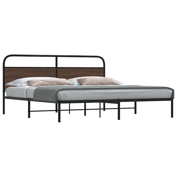 vidaXL Metallbett ohne Matratze Braun Eichen-Optik 180x200 cm