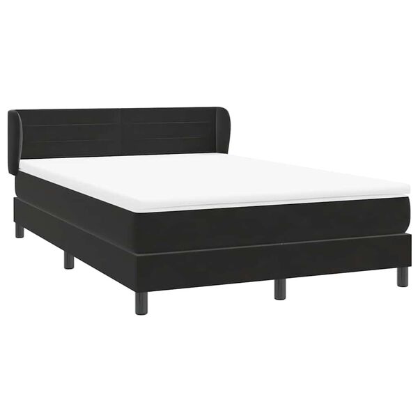 vidaXL Boxspringbett mit Matratze Schwarz 140x210 cm Samt