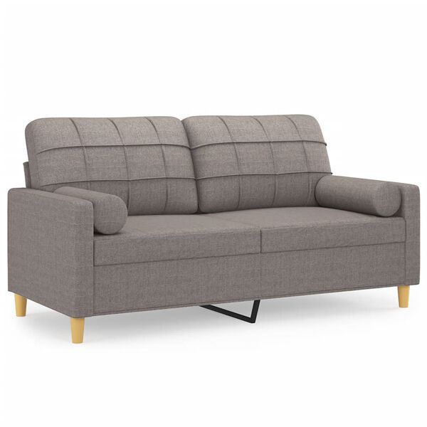 vidaXL 2-Sitzer-Sofa mit Zierkissen Taupe 140 cm Stoff