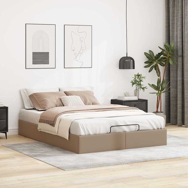 vidaXL Ottoman-Bett ohne Matratze Cappucino 140x200cm Kunstleder