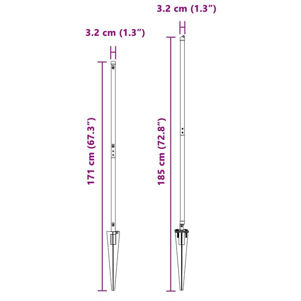 vidaXL Zaunpfosten 52 pcs Grau 3,2 x 3,2 x 140 cm