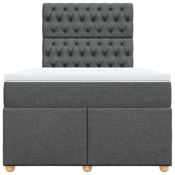 vidaXL Boxspringbett mit Matratze Dunkelgrau 120x200 cm Stoff