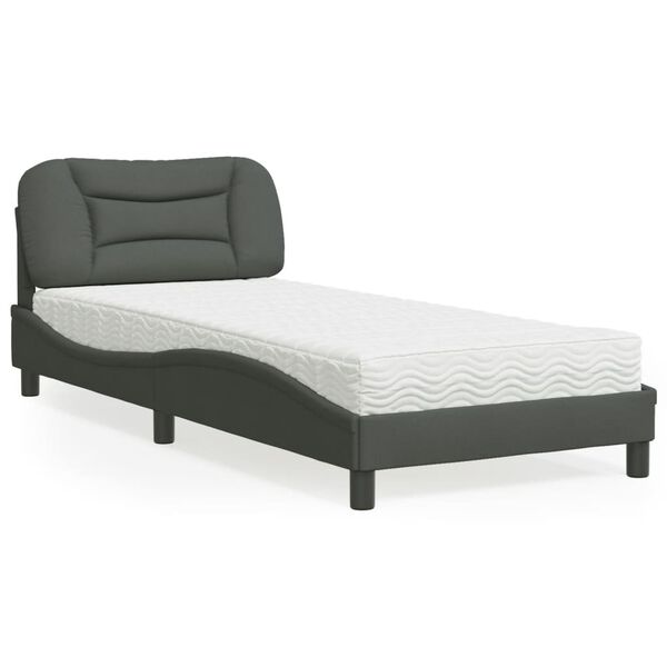 vidaXL Bett mit Matratze "Hvar" Dunkelgrau 80x200 cm Stoff