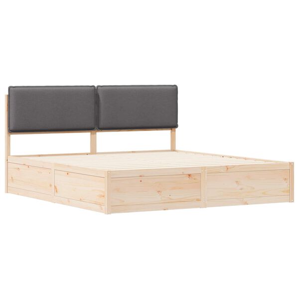 vidaXL Bettgestell mit gepolstertem Kopfteil Dunkelgrau 180 x 200 cm