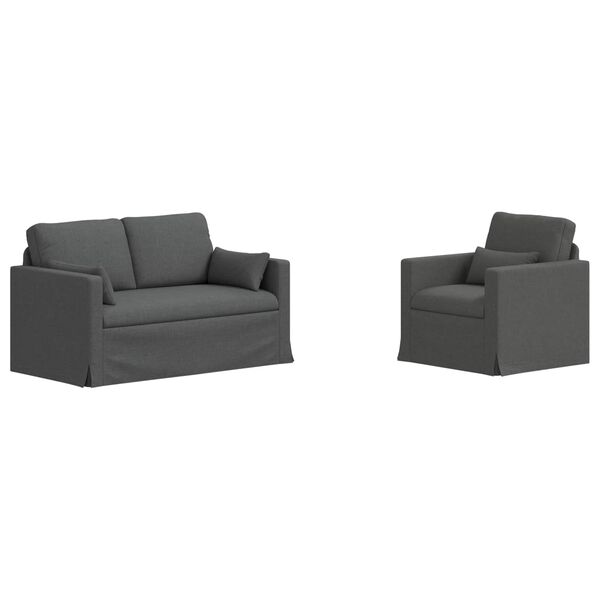 vidaXL Sofa 2 pcs Dunkelgrau