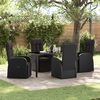 vidaXL Garten Essgruppe mit Kissen 5 pcs Schwarz Poly-Rattan