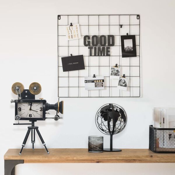 vidaXL Tischuhr Schwarz 34x18x47 cm Eisen und MDF