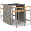 vidaXL 5-tlg. Gartenbar-Set Grau Poly Rattan & Massivholz Akazie