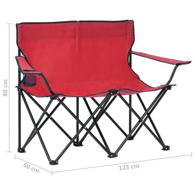 vidaXL Campingstuhl 2-Sitzer Klappbar Stahl und Stoff Rot