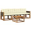 vidaXL Outdoor-Sofagarnitur mit Kissen 5 pcs Natur und Creme