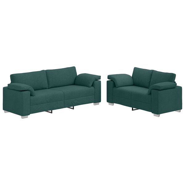vidaXL Sofa 2 pcs Dunkelgr&uuml;n 219 x 80 x 82 cm Stoff