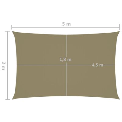 vidaXL Sonnensegel Oxford-Gewebe Rechteckig 2x5 m Beige