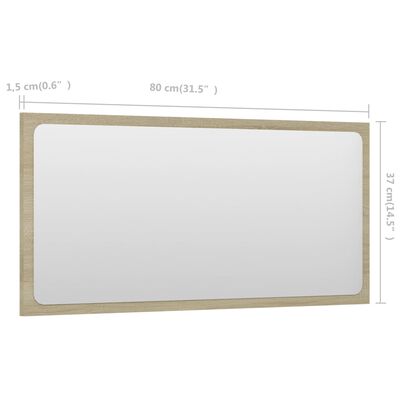 vidaXL Badspiegel Sonoma-Eiche 80x1,5x37 cm Holzwerkstoff