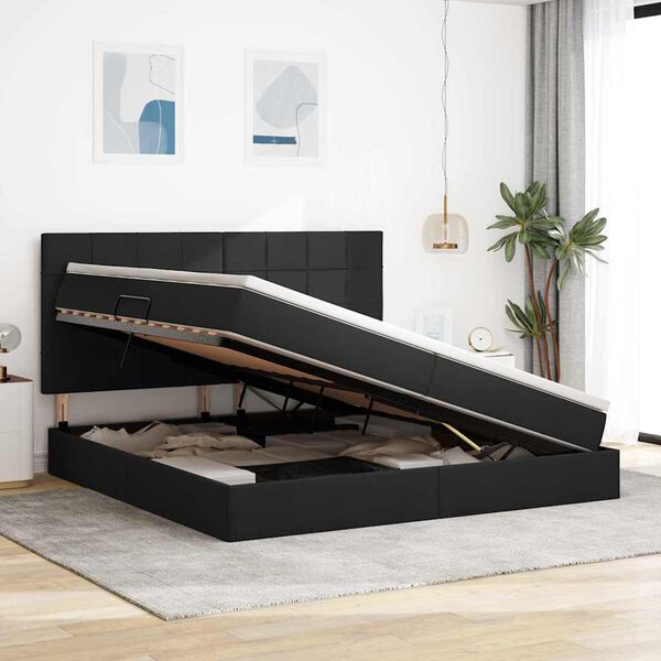 vidaXL Bett mit Stauraum und LED Schwarz 200 x 200 cm Polyester