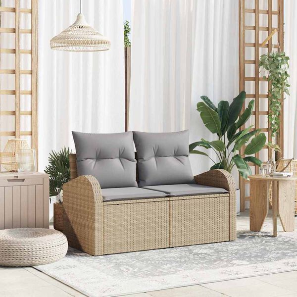 vidaXL Gartensofa Beige 124 x 62 x 69cm Poly-Rattan