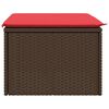 vidaXL Gartenhocker mit Kissen Braun 55x55x37 cm Poly Rattan