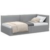 vidaXL Eckbettgestell mit Kopfteil Hellgrau 90 x 200 cm Stoff